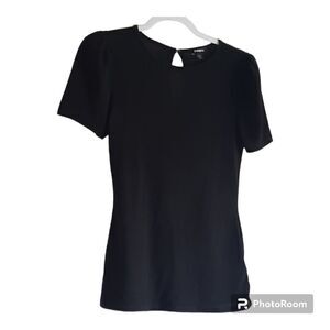 EXPRESS BLACK SHORT PUFF SLEEVE TEE BLOUSE